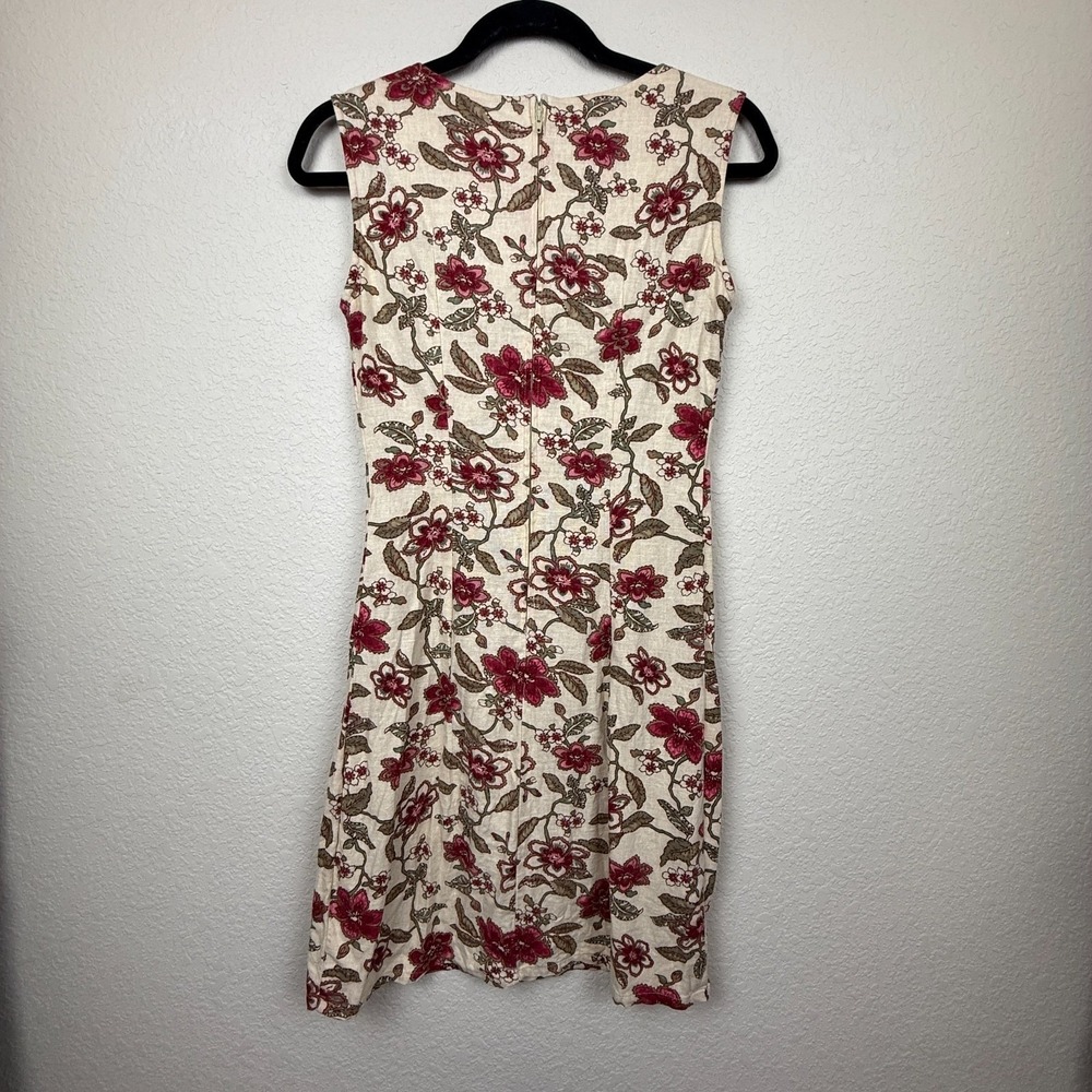 Vtg White Stag Tank Floral Linen Blend Sheath Dress Garden Party Sz S *read - Picture 7 of 12